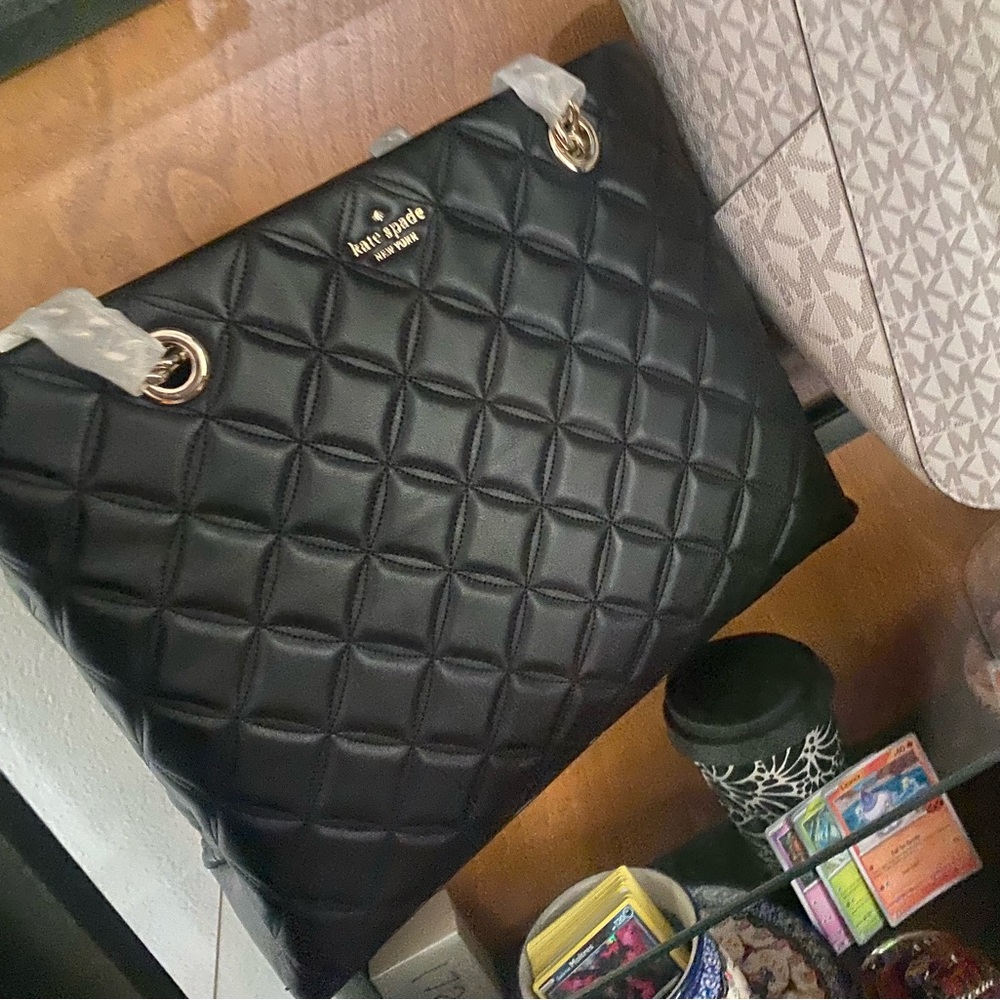 Kate Spade Black Quilted Tote And Wallet